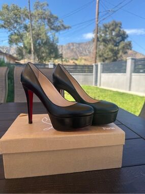 Christian Louboutin Bianca Black Leather Platform Heels – Size 35.5